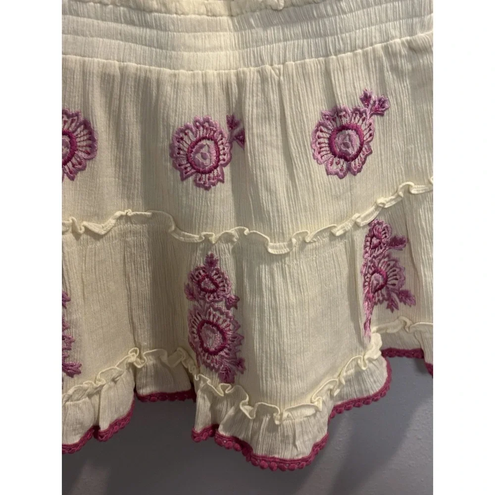 MISA Los Angeles Off-The-Shoulder Embroidered Sylvia Dress Women's Size XS Ivory